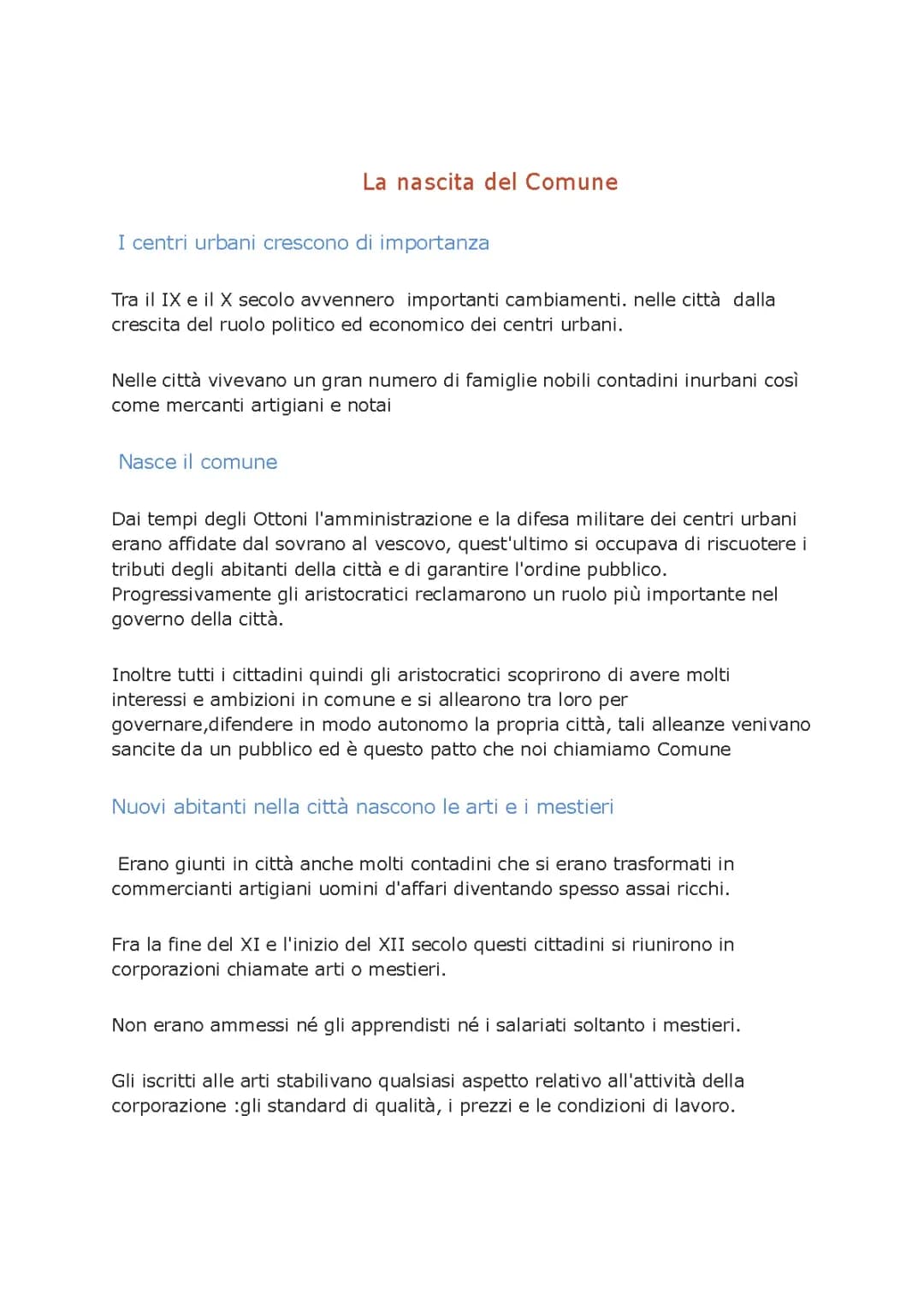 nascita del comune