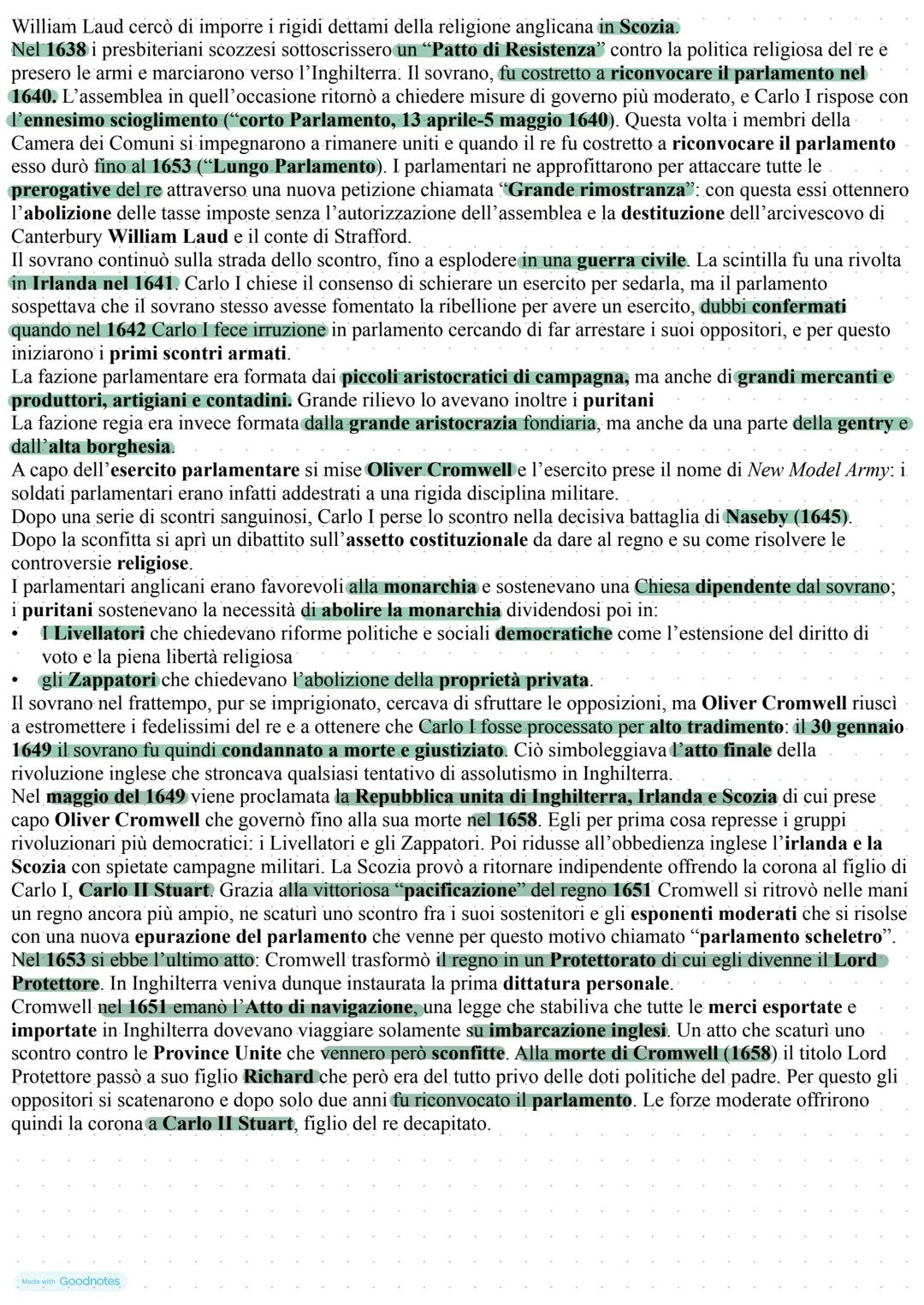 RIVOLUZIONI E ASSOLUTISMI
1. La rivoluzione inglese
Con la morte di Elisabetta I nel 1603 si estinse la dinastia Tudor poichè non lasciò ere