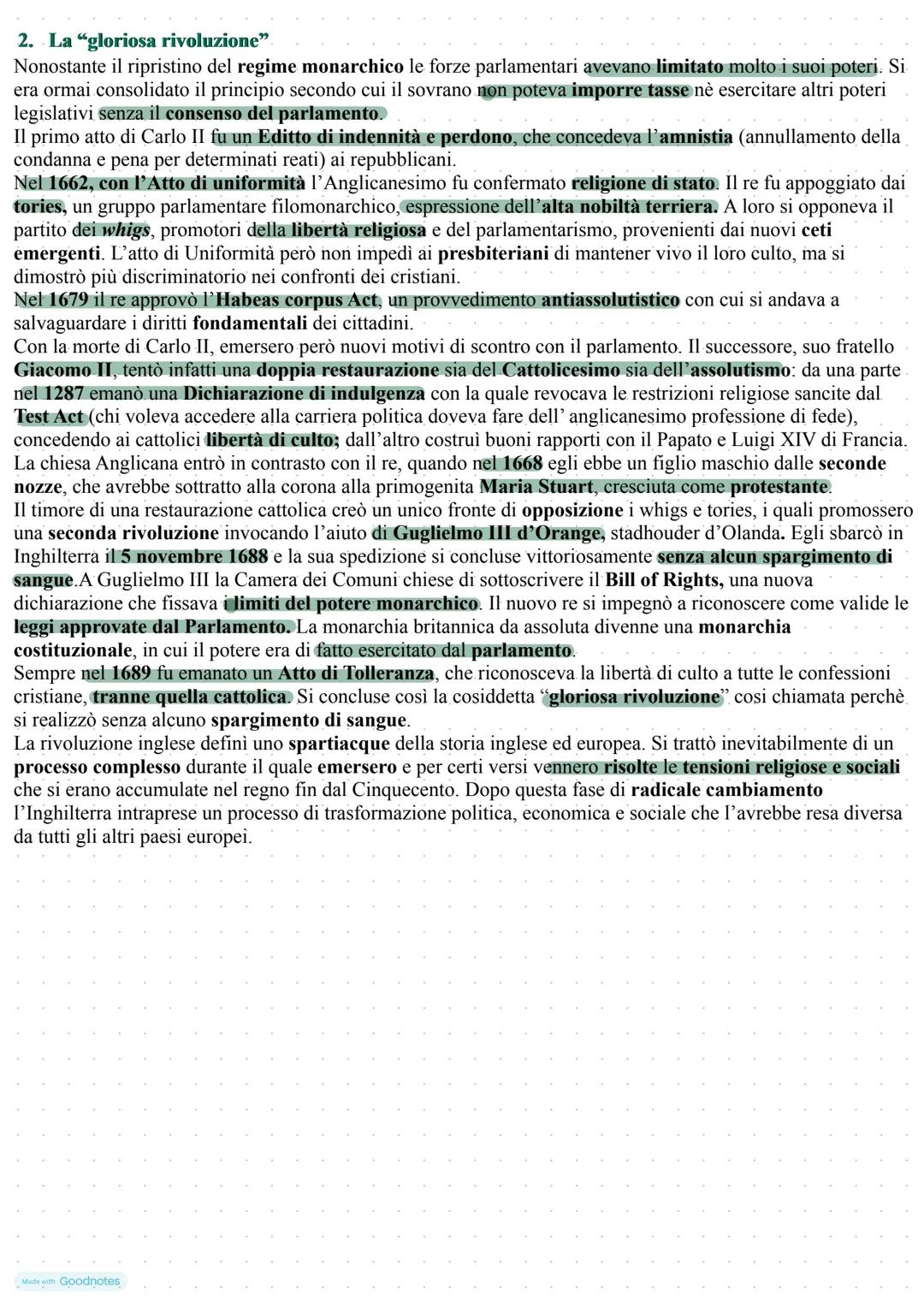 RIVOLUZIONI E ASSOLUTISMI
1. La rivoluzione inglese
Con la morte di Elisabetta I nel 1603 si estinse la dinastia Tudor poichè non lasciò ere