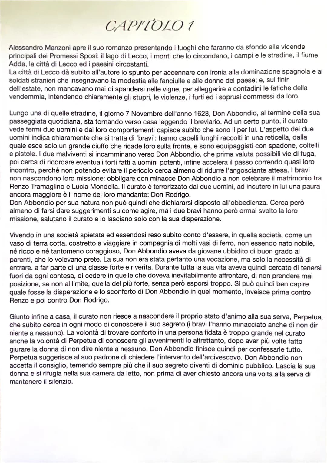 CAPITOLO 1
Alessandro Manzoni apre il suo romanzo presentando i luoghi che faranno da sfondo alle vicende
principali dei Promessi Sposi: il 