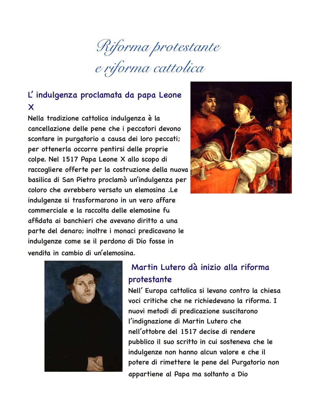 # Riforma protestante
e riforma cattolica

L' indulgenza proclamata da papa Leone
X

Nella tradizione cattolica indulgenza è la
cancellazion