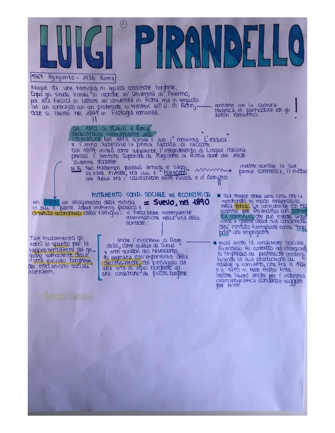 LUIGI PIRANDELLO
1867 Agngento- 1936 Roma
nacque da una famiglia di agiata condizione borghese,
Dopo gli studi liceali si ischsse all' Unive