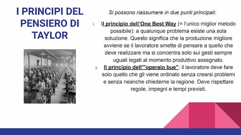 TAYLORISMO E
FORDISMO
Elaborato di Martina Torlai 3B SIA Barozzi TAYLORISMO
L'ingegnere Frederick W. Taylor pubblicò nel 1911 "The principle