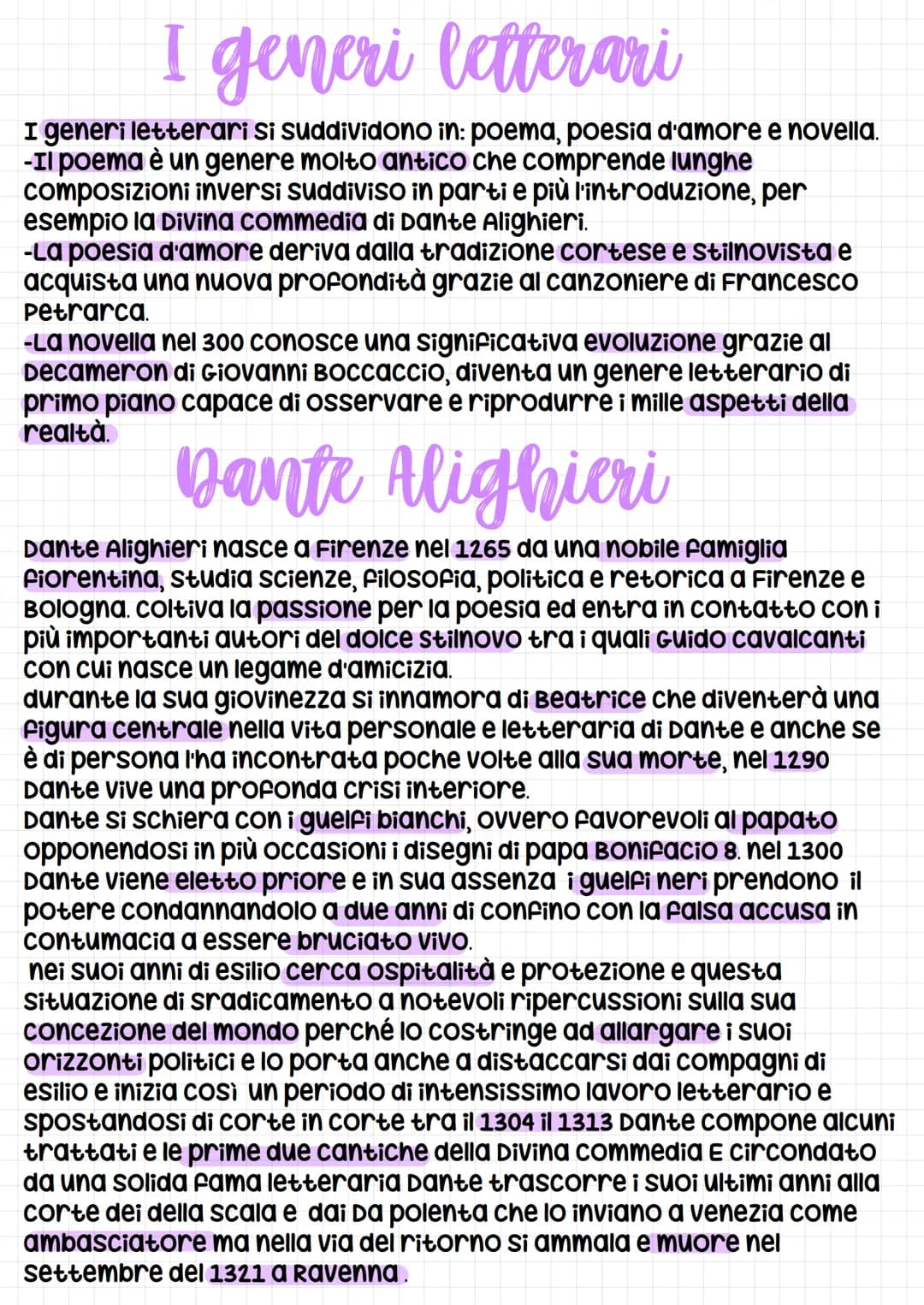 I generi letterari
I generi letterari si suddividono in: poema, poesia d'amore e novella.
-Il poema è un genere molto antico che comprende l