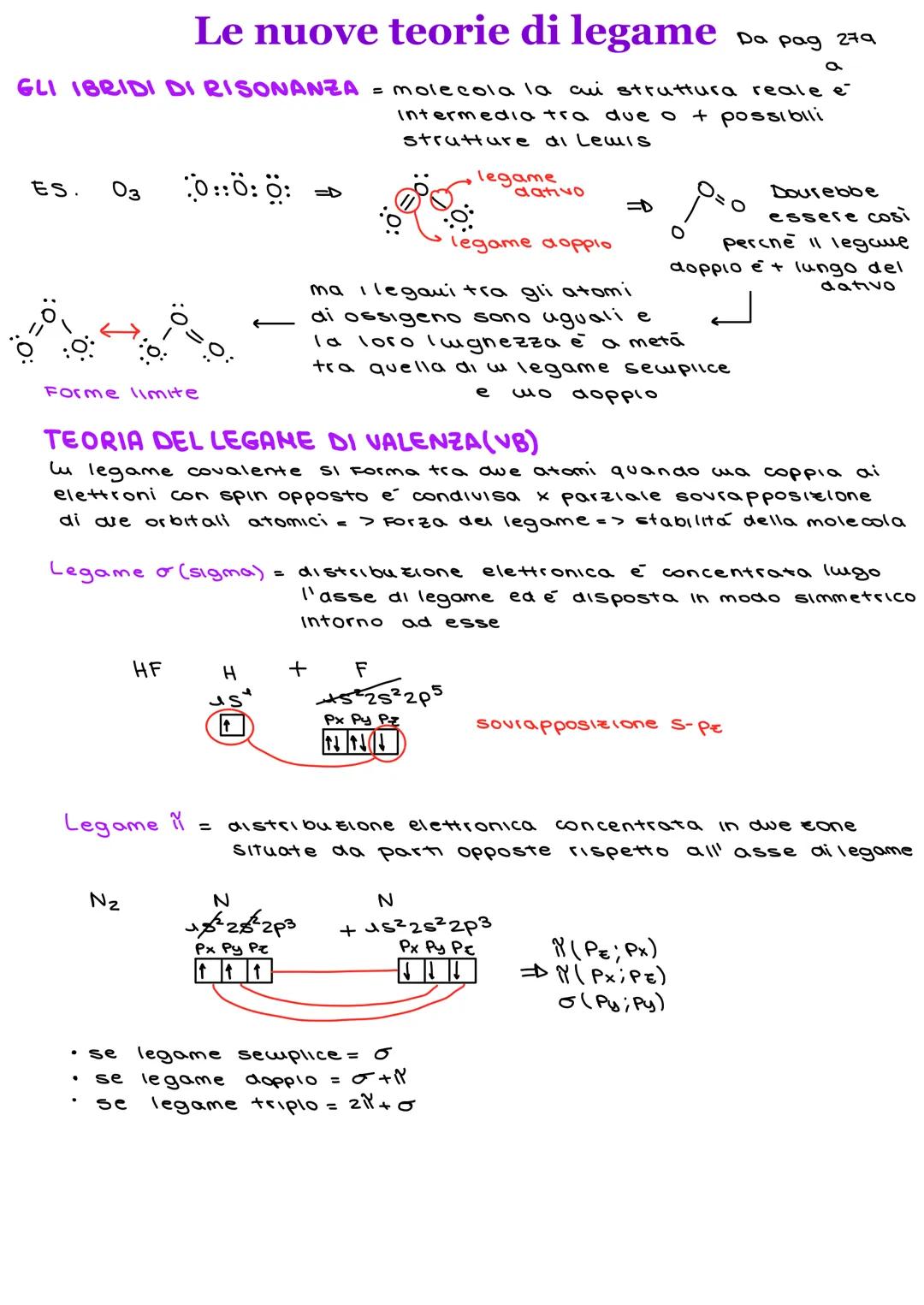 GLI IBRIDI DI RISONANZA
ES.
03 0:0:0:
Le nuove teorie di legame Da pag 279
a
Forme limite
HF
Legame
N₂
=
H
= molecola la cui struttura reale