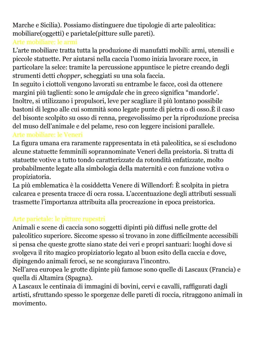 L'ARTE DELLA PREISTORIA
L'età della pietra
L'età della pietra si divide in tre fasi: il paleolitico, che inizia circa 2 milioni di
anni fa; 