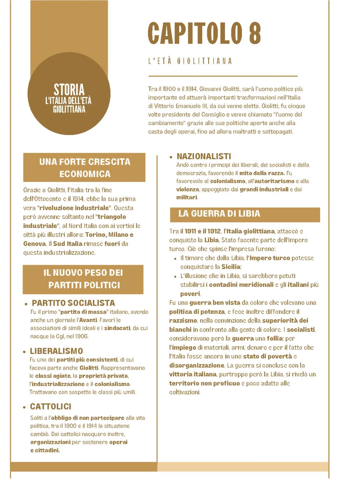 L'Età Giolittiana in Sintesi