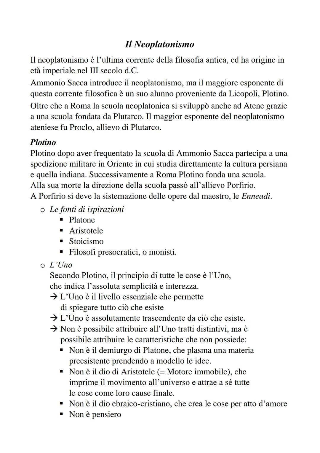 Il Neoplatonismo
Il neoplatonismo è l'ultima corrente della filosofia antica, ed ha origine in
età imperiale nel III secolo d.C.
Ammonio Sac