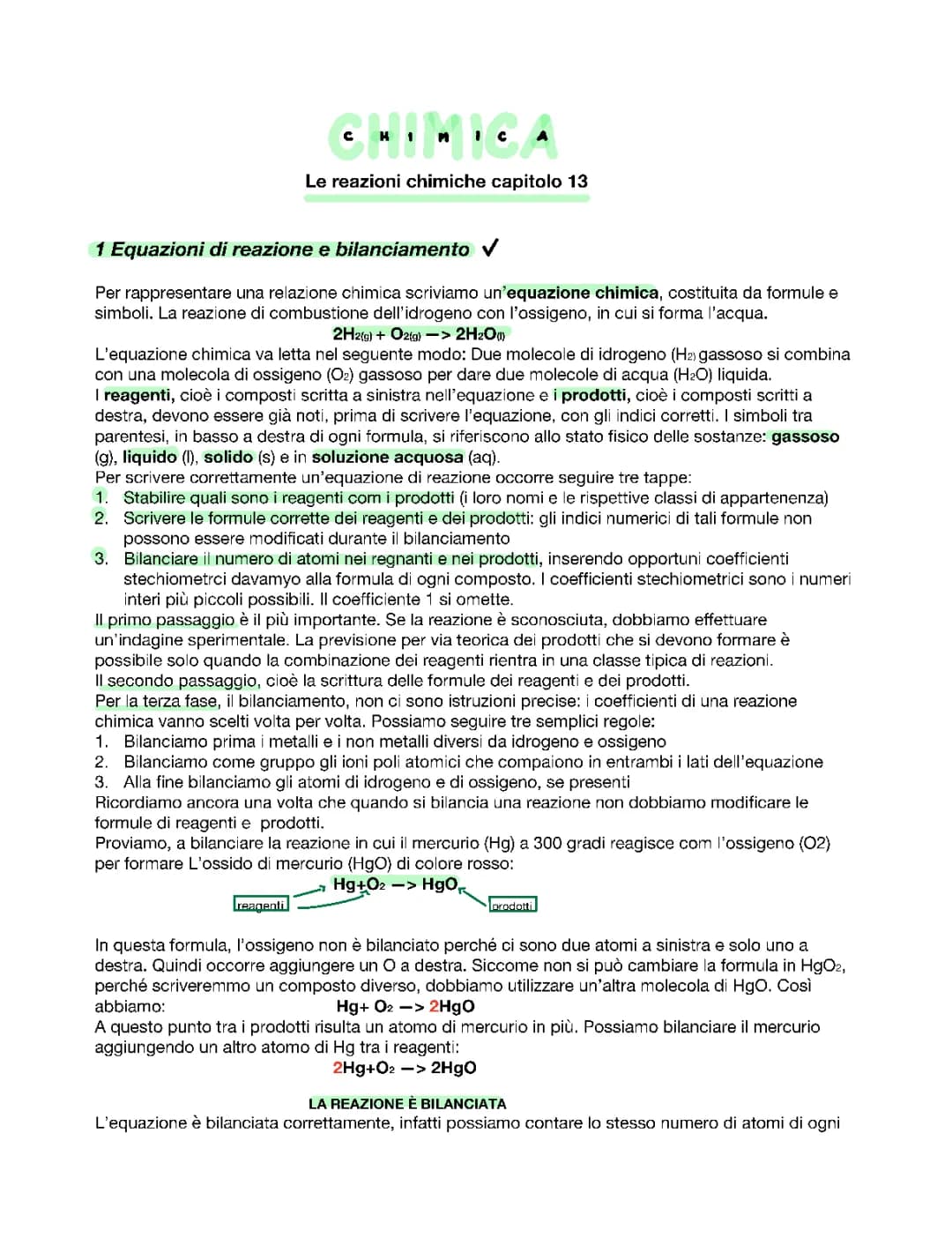 Le reazioni chimiche 