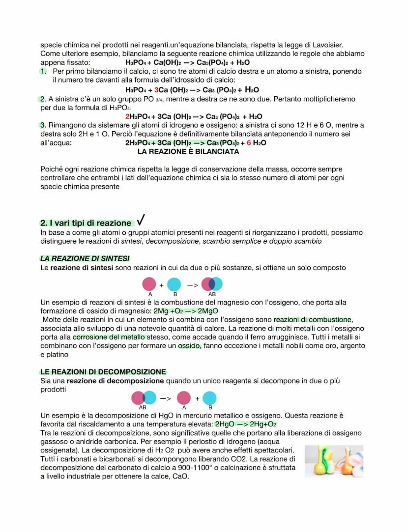 1 Equazioni di reazione e bilanciamento V
Per rappresentare una relazione chimica scriviamo un'equazione chimica, costituita da formule e
si
