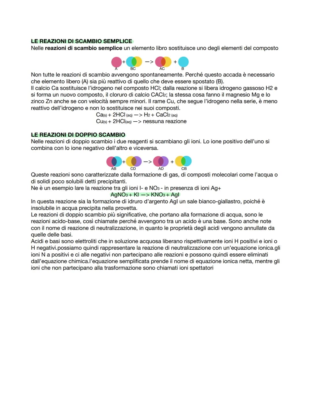 1 Equazioni di reazione e bilanciamento V
Per rappresentare una relazione chimica scriviamo un'equazione chimica, costituita da formule e
si
