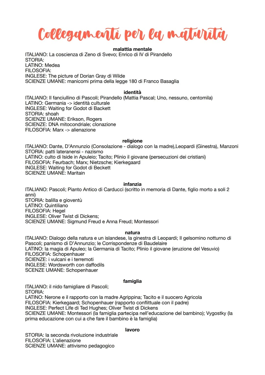 Collegamenti per la maturità