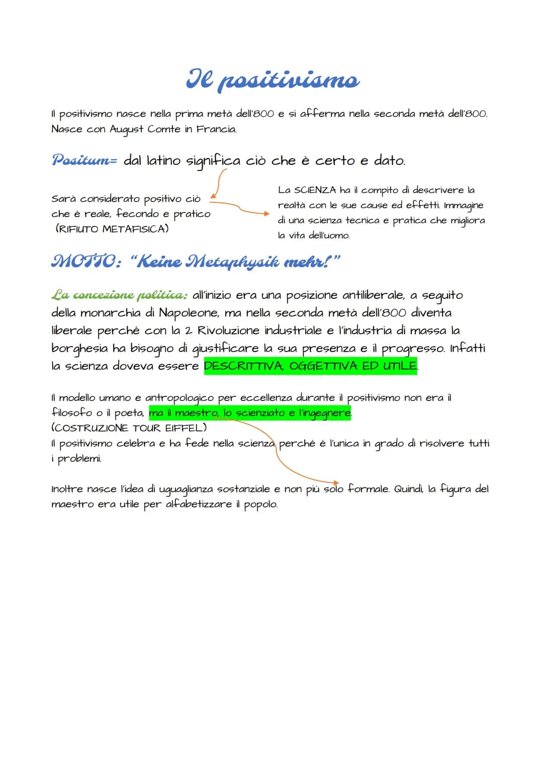 Il positivismo
Il positivismo nasce nella prima metà dell'800 e si afferma nella seconda metà dell'800.
Nasce con August Comte in Francia.
P