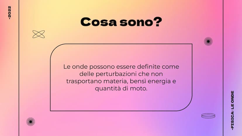 -2022
LE ONDE
Cosa sono - Tipologie - Il suono
@hellokithv
//
-FISICA: LE ONDE -2022
Cosa sono?
Le onde possono essere definite come
delle p