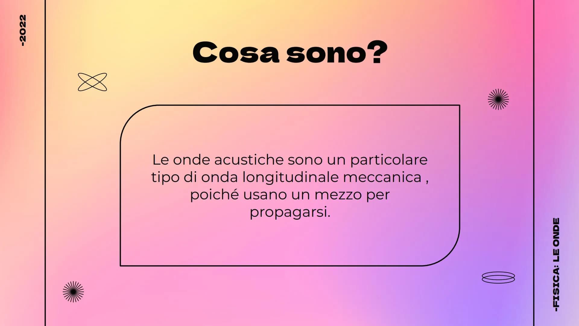 -2022
LE ONDE
Cosa sono - Tipologie - Il suono
@hellokithv
//
-FISICA: LE ONDE -2022
Cosa sono?
Le onde possono essere definite come
delle p
