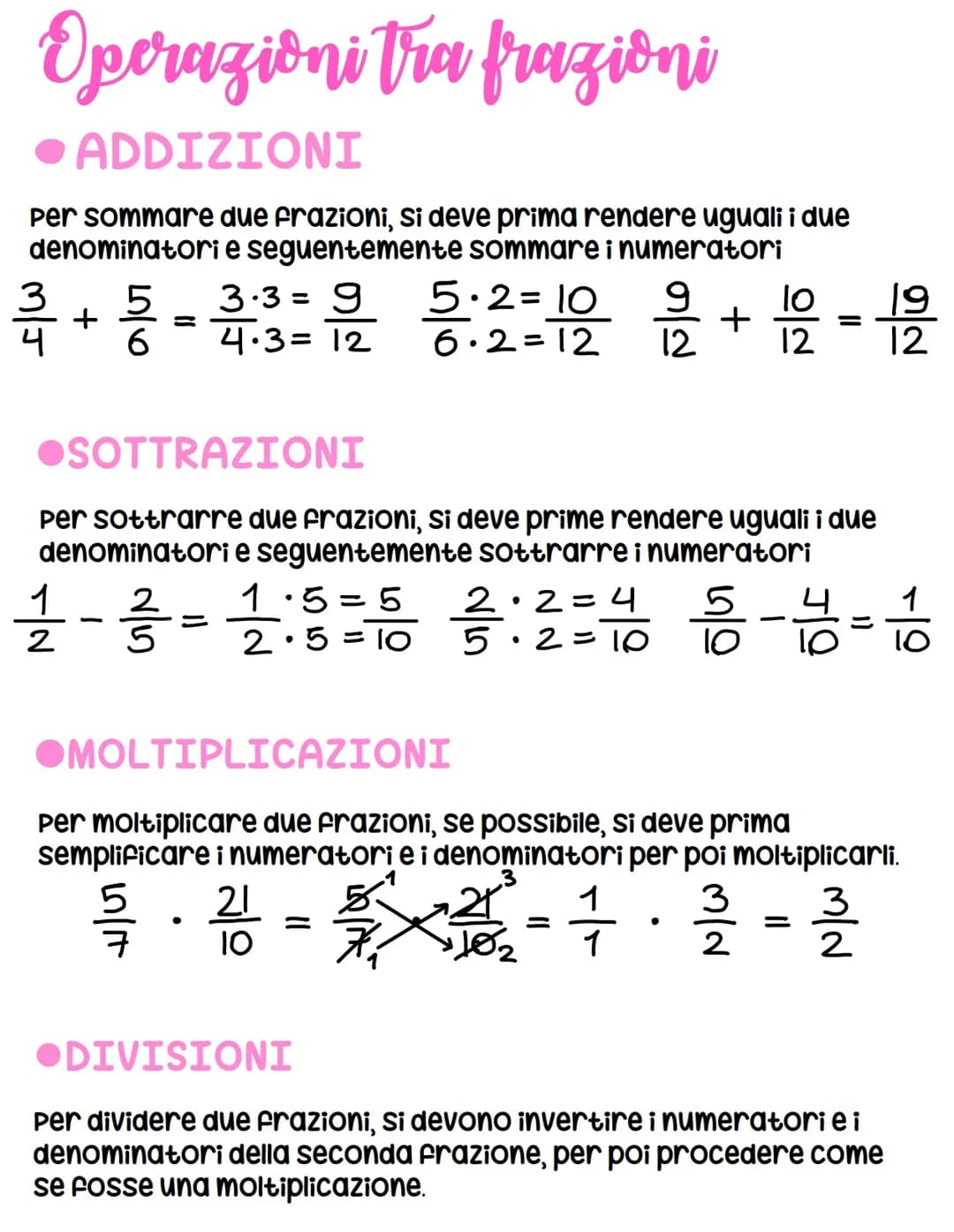 Operazioni tra frazioni 