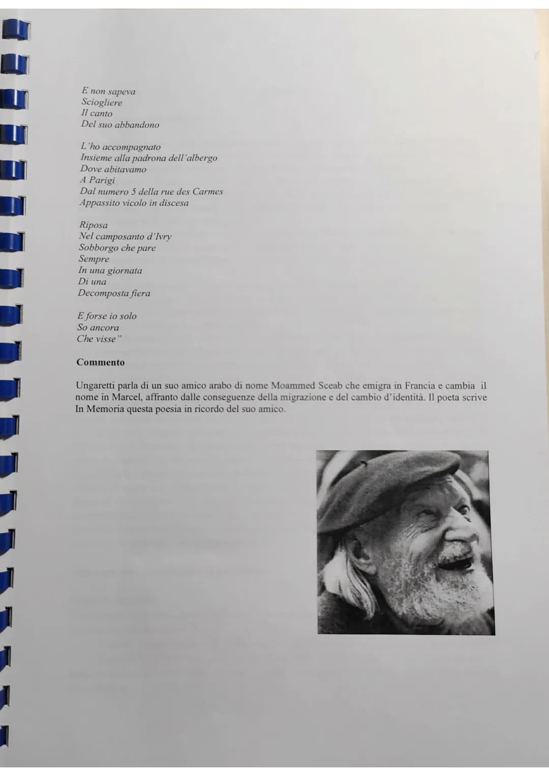 
<p>Giuseppe Ungaretti nasce ad Alessandria d'Egitto nel 1888 da genitori lucchesi. Rimane orfano di padre, vive nel suo paese natale la gio