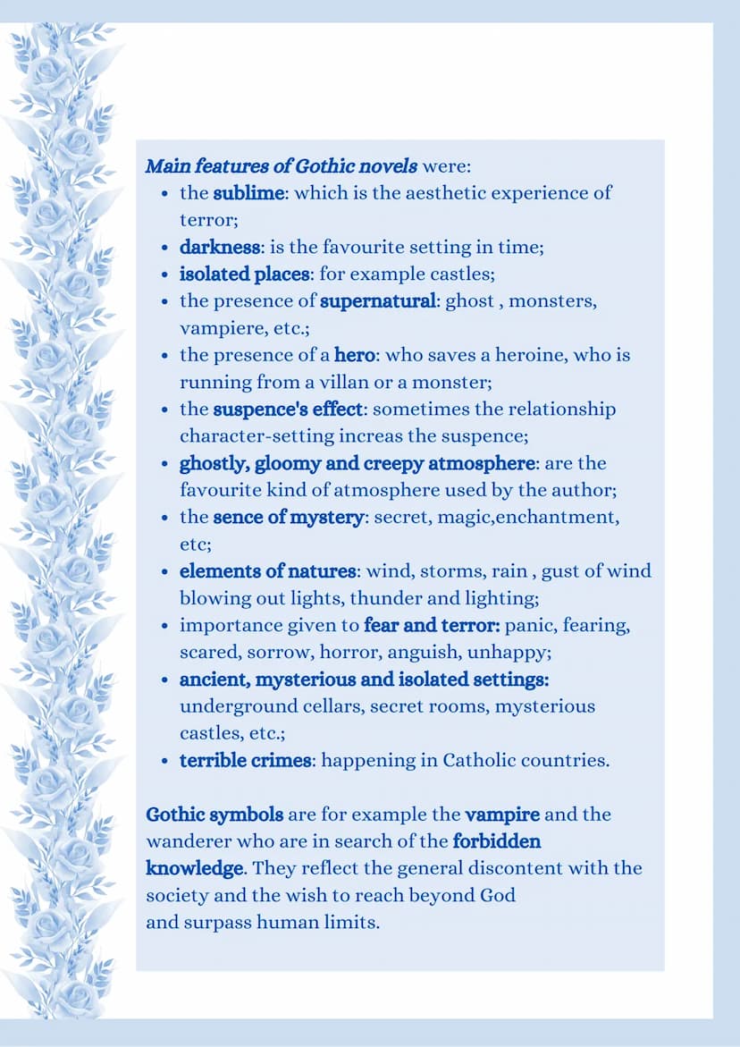 The Gothic Novel
The Gothic novels fluorished in Great Britain from
about 1760 to 1820 in all classes of society: from the
working class to 