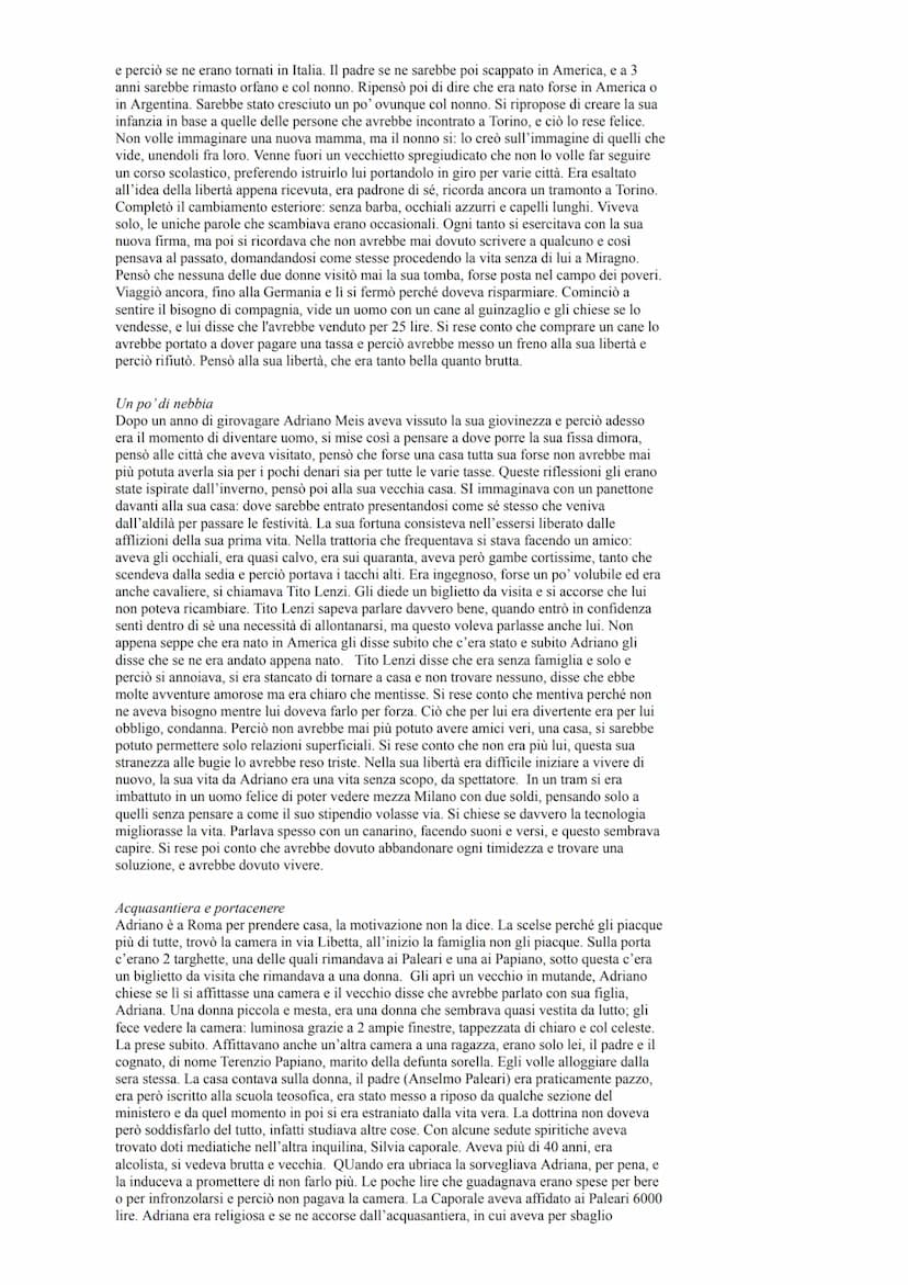 Il fu Mattia Pascal
Premessa
Il racconto si apre con un uomo che dice che l'unica cosa che sa è che si chiama Mattia
Pascal, dice anche che 