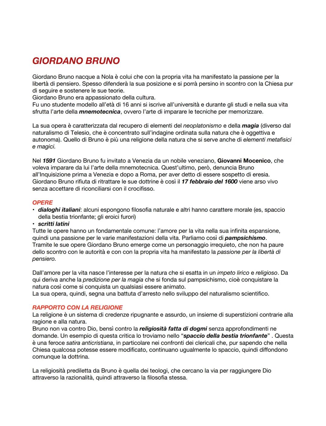 GIORDANO BRUNO
Giordano Bruno nacque a Nola è colui che con la propria vita ha manifestato la passione per la
libertà di pensiero. Spesso di