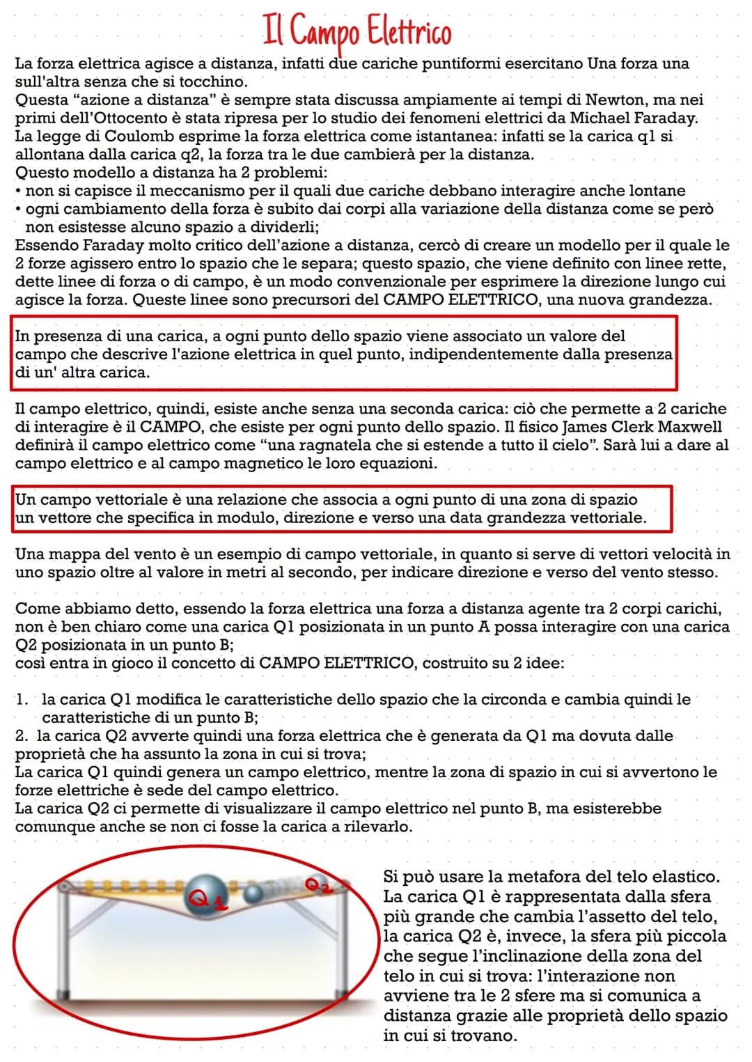 Fisica
IL CAMPO ELETTRICO
18° capitolo Il Campo Elettrico
La forza elettrica agisce a distanza, infatti due cariche puntiformi esercitano Un