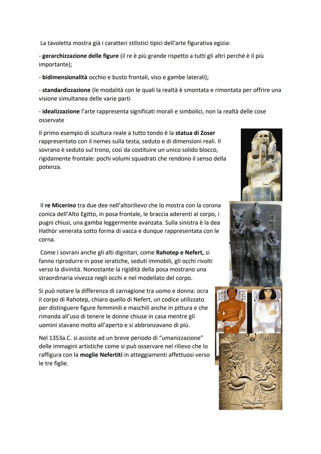 L'arte egizia
Per circa 3 millenni (dal 2800 a.C. fino alla conquista romana) ha mantenuto caratteristiche
proprie, autonome e ben riconosci