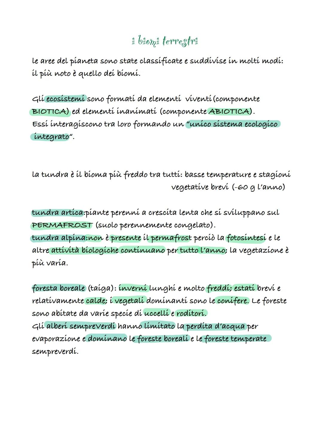 # i biomi terrestri

Le aree del pianeta sono state classificate e suddivise in molti modi:
il più noto è quello dei biomi.

Gli ecosistemi 