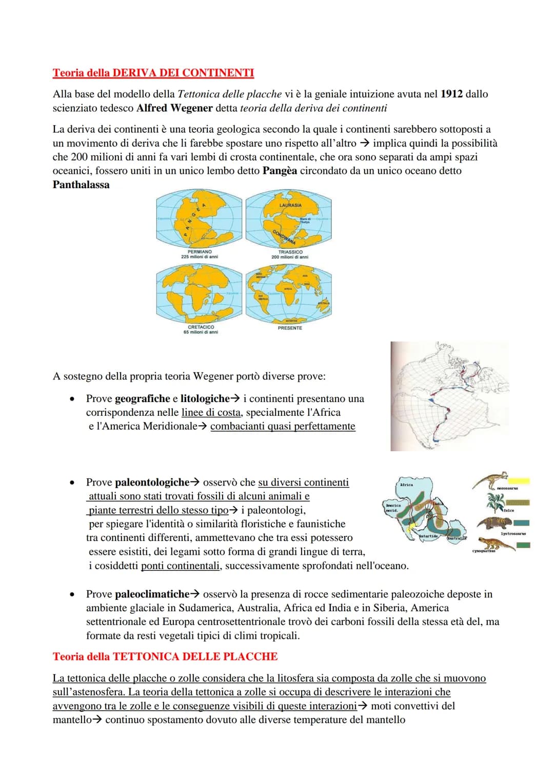 Teoria della DERIVA DEI CONTINENTI
Alla base del modello della Tettonica delle placche vi è la geniale intuizione avuta nel 1912 dallo
scien