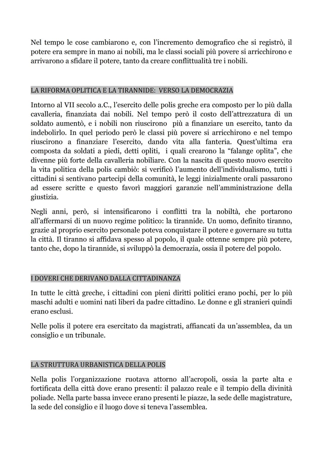 "La nuova forma politica della polis"
RIASSUNTI
UN MONDO DI CITTA'
Intorno alle coste del mar Egeo, nacquero molte polis, ossia città-stato
