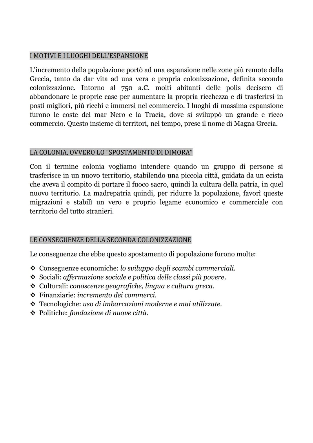 "La nuova forma politica della polis"
RIASSUNTI
UN MONDO DI CITTA'
Intorno alle coste del mar Egeo, nacquero molte polis, ossia città-stato
