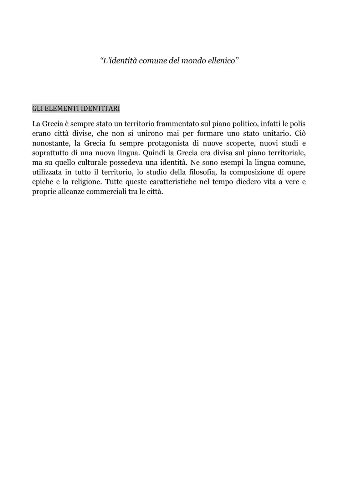 "La nuova forma politica della polis"
RIASSUNTI
UN MONDO DI CITTA'
Intorno alle coste del mar Egeo, nacquero molte polis, ossia città-stato
