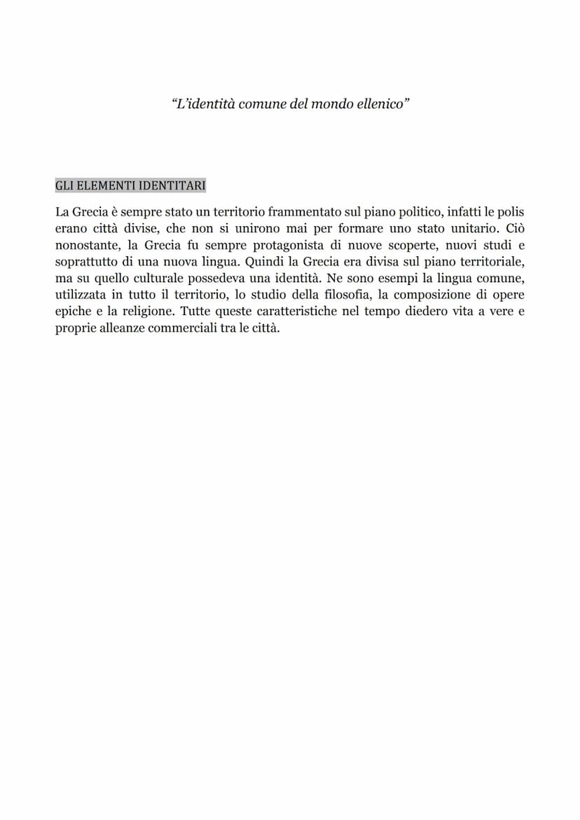 "La nuova forma politica della polis"
RIASSUNTI
UN MONDO DI CITTA'
Intorno alle coste del mar Egeo, nacquero molte polis, ossia città-stato
