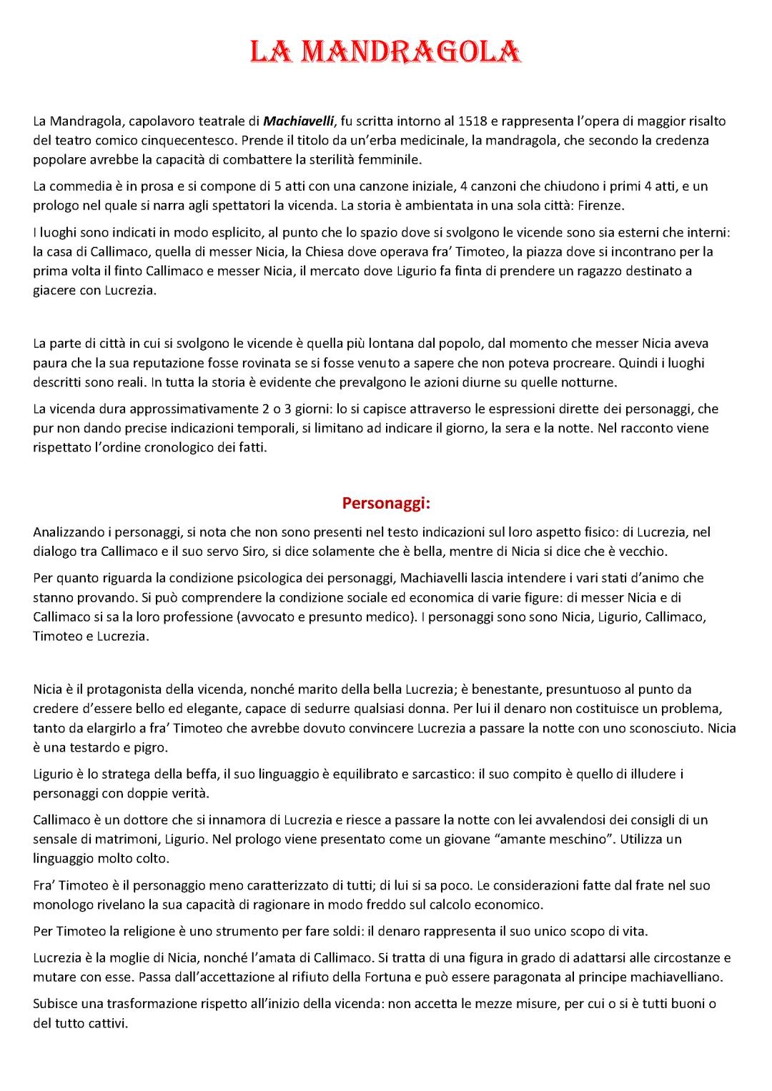 Machiavelli, Mandragola