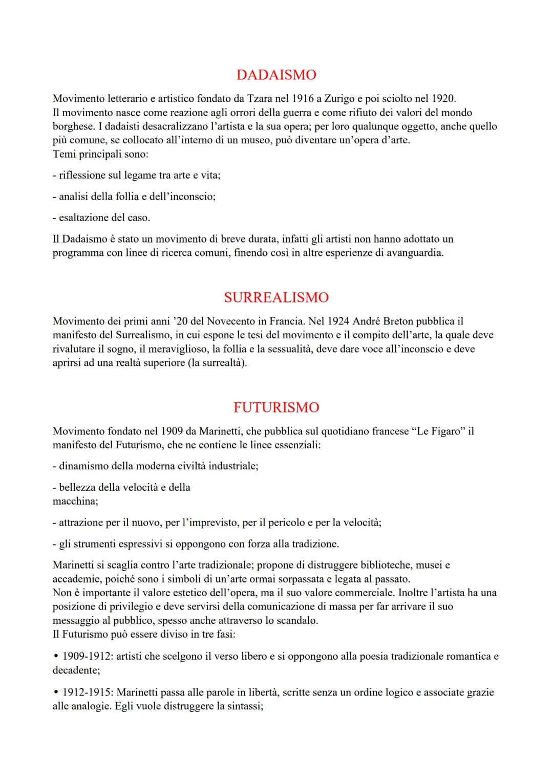 LE AVANGUARDIE STORICHE DEL NOVECENTO
Le avanguardie storiche sono movimenti artistici e letterari che si affermano in diversi paesi europei