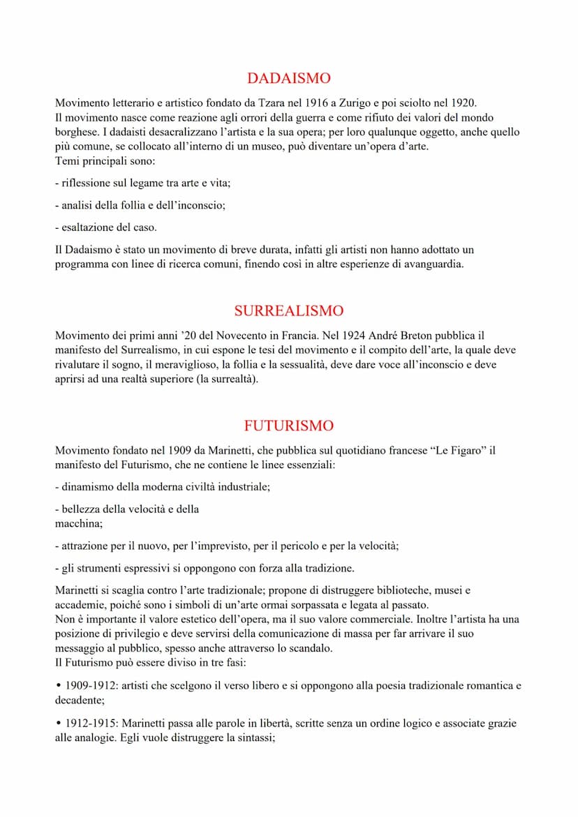 LE AVANGUARDIE STORICHE DEL NOVECENTO
Le avanguardie storiche sono movimenti artistici e letterari che si affermano in diversi paesi europei