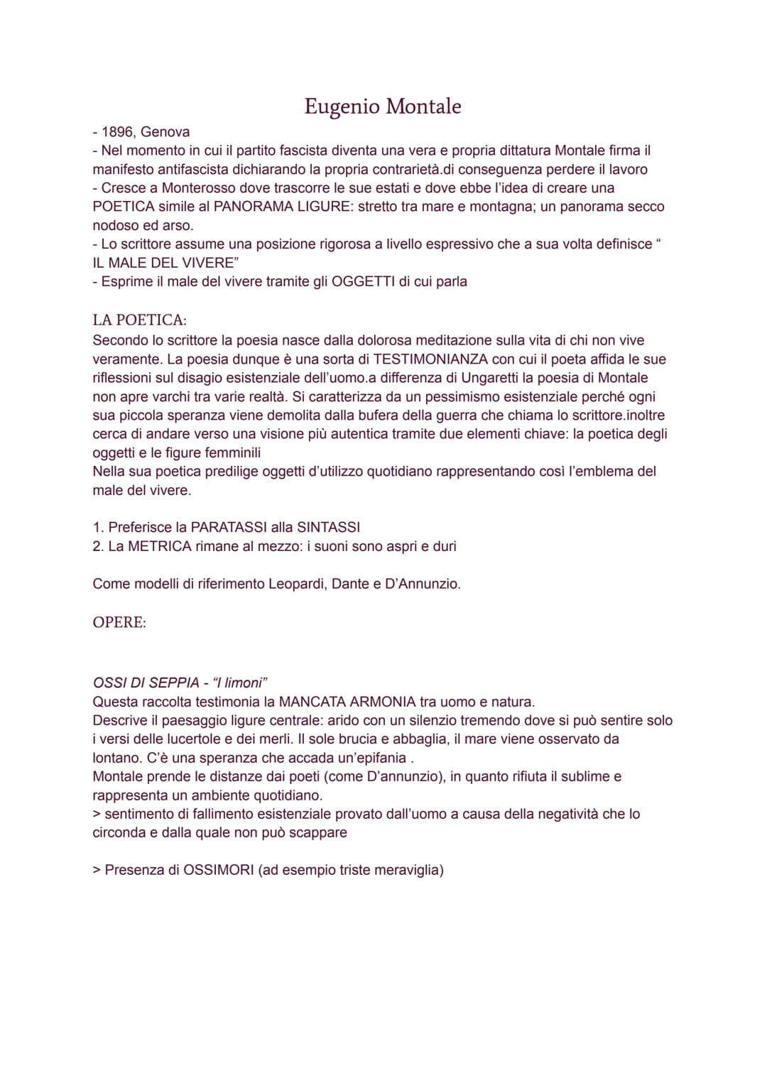 GIUSEPPE UNGARETTI:
-nato nel 1888, Alessandria (Egitto) > genitori di Lucca
-si occupa presto di letteratura leggendo autori MODERNI e CONT