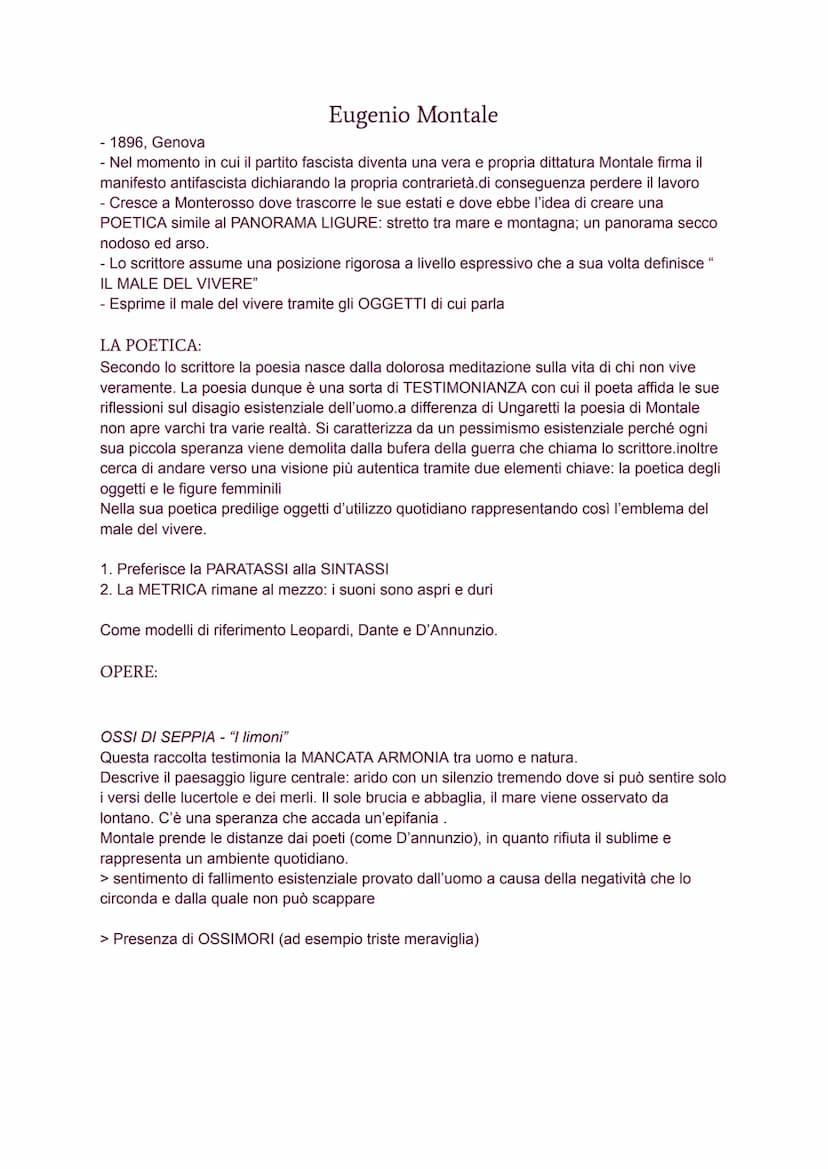 GIUSEPPE UNGARETTI:
-nato nel 1888, Alessandria (Egitto) > genitori di Lucca
-si occupa presto di letteratura leggendo autori MODERNI e CONT