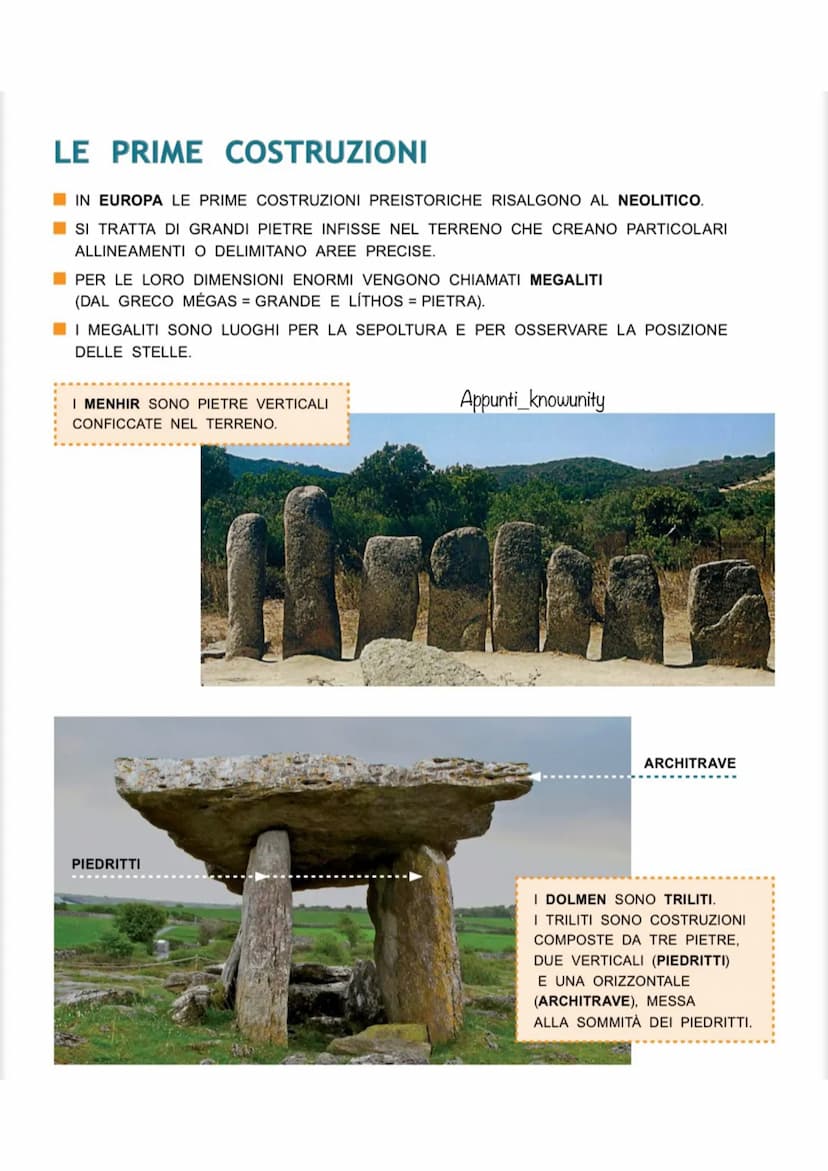 IN EUROPA
PITTURA
DOVE
PITTURE SULLE PARETI
DELLE CAVERNE
RITI MAGICI PER SPERARE
IN UNA BUONA CACCIA
MENHIR
Appunti_knowunity
L'ARTE NELLA
