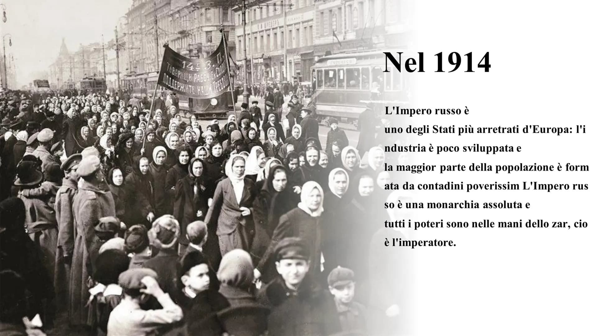 La rivoluzione Russa e lo
Stalinismo LANTIDE
TUBERMINE DREGULE C
145 3.
LA UPELERS
Nel 1914
L
L'Impero russo è
uno degli Stati più arretrati