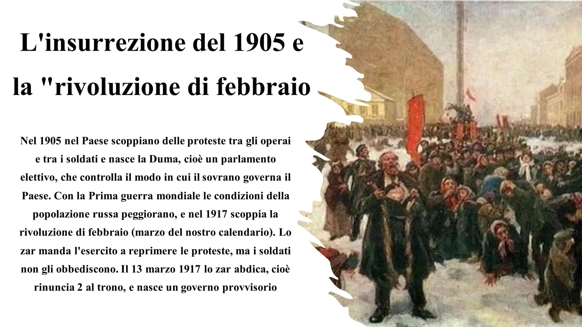 La rivoluzione Russa e lo
Stalinismo LANTIDE
TUBERMINE DREGULE C
145 3.
LA UPELERS
Nel 1914
L
L'Impero russo è
uno degli Stati più arretrati