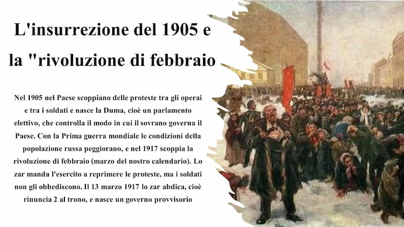 La rivoluzione Russa e lo
Stalinismo LANTIDE
TUBERMINE DREGULE C
145 3.
LA UPELERS
Nel 1914
L
L'Impero russo è
uno degli Stati più arretrati