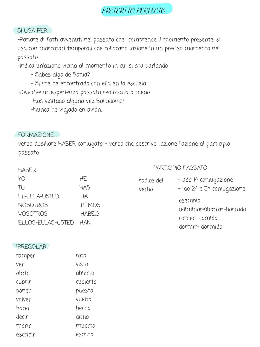 SI USA PER:
-Parlare di fatti avvenuti nel passato che comprende il momento presente; si
usa con marcatori temporali che collocano lazione i