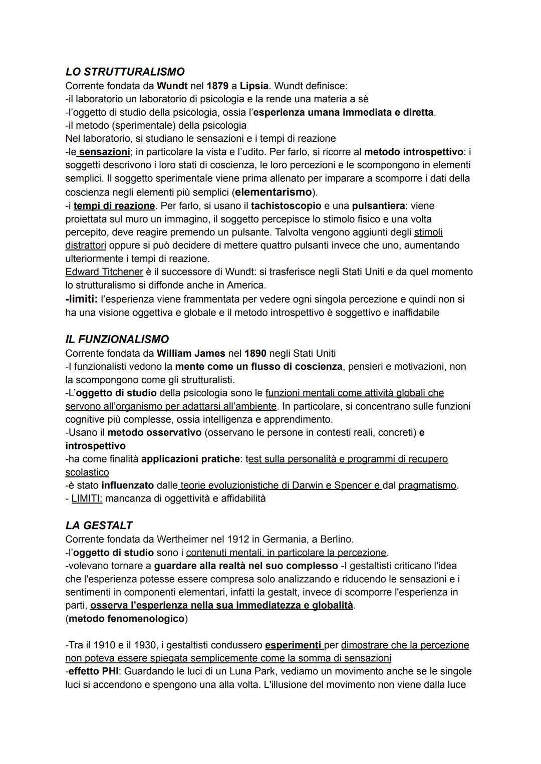 Le scuole psicologiche, le correnti psicologiche