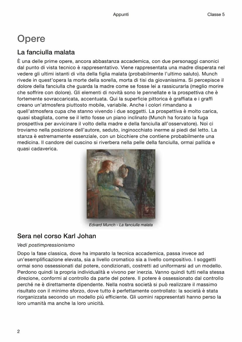 Appunti
Classe 5
Storia dell'arte
Edvard Munch
Vita e ideologia
È uno degli artisti più influenti del nuovo secolo. La secessione viennese, 