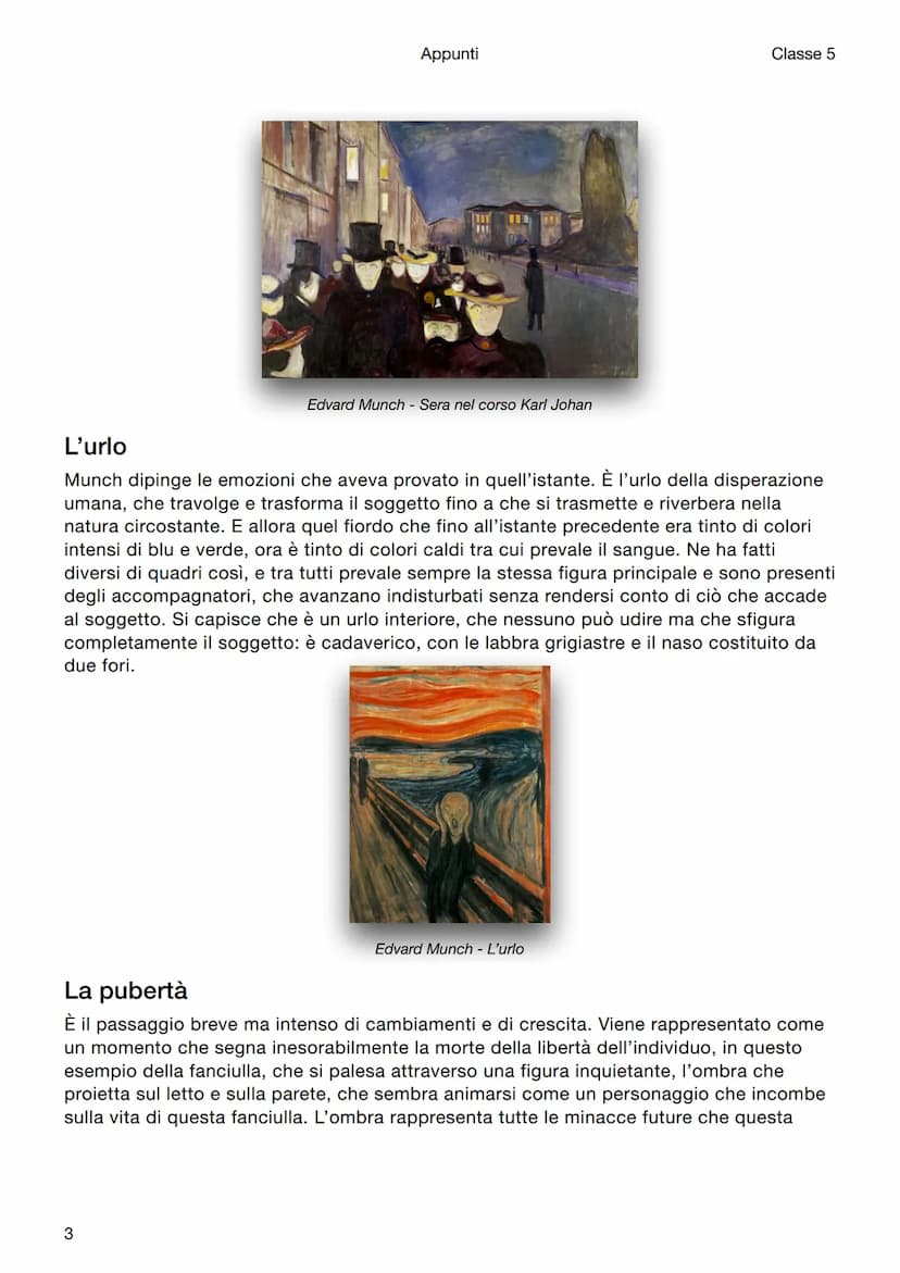 Appunti
Classe 5
Storia dell'arte
Edvard Munch
Vita e ideologia
È uno degli artisti più influenti del nuovo secolo. La secessione viennese, 