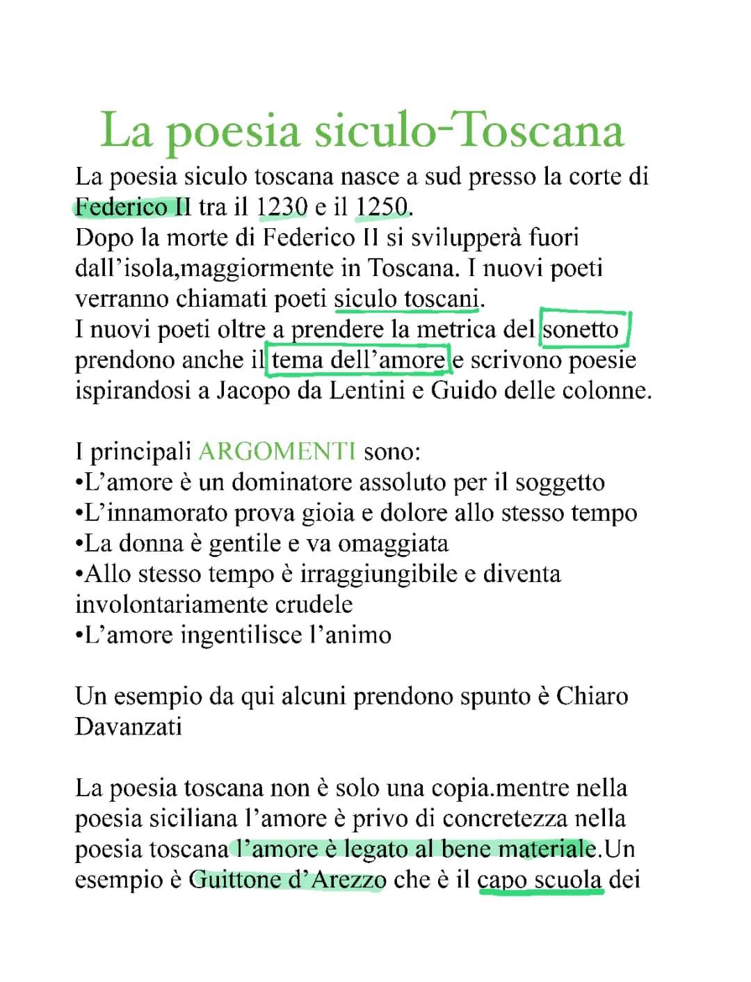 la poesia siculo toscana