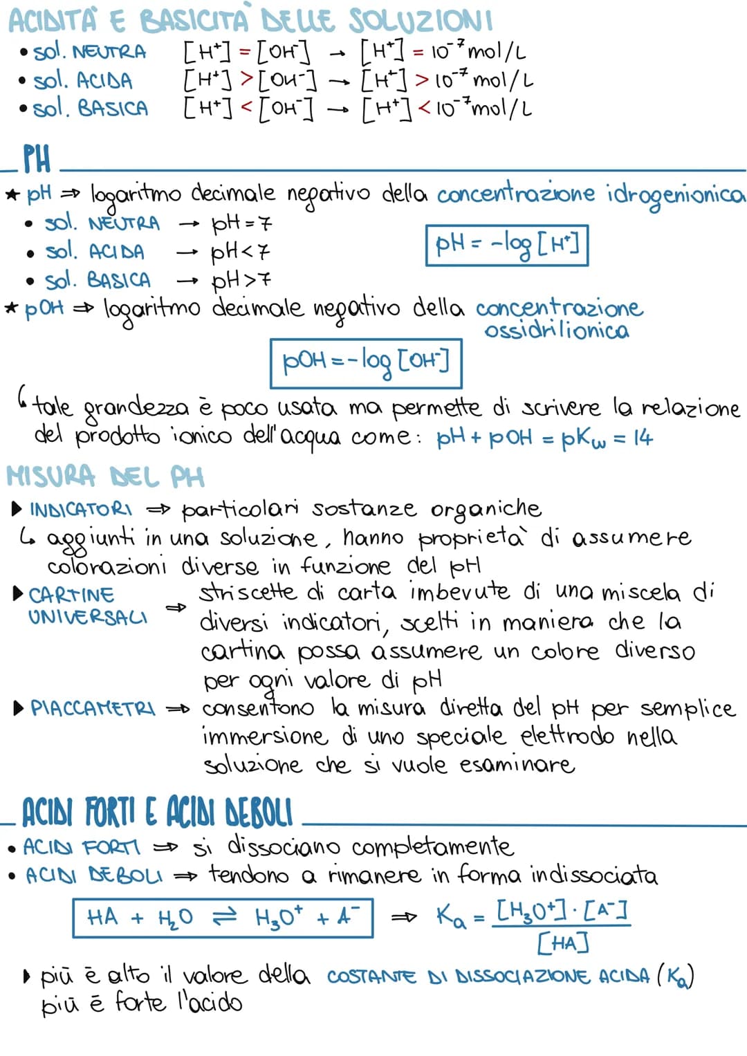 acidi e basi
TEORIA NARRHENIUS
ELETTROLITI → sostanze che, sciolte in H₂O, conducono corrente
elettrica
sostanze che in soluzione acquosa si