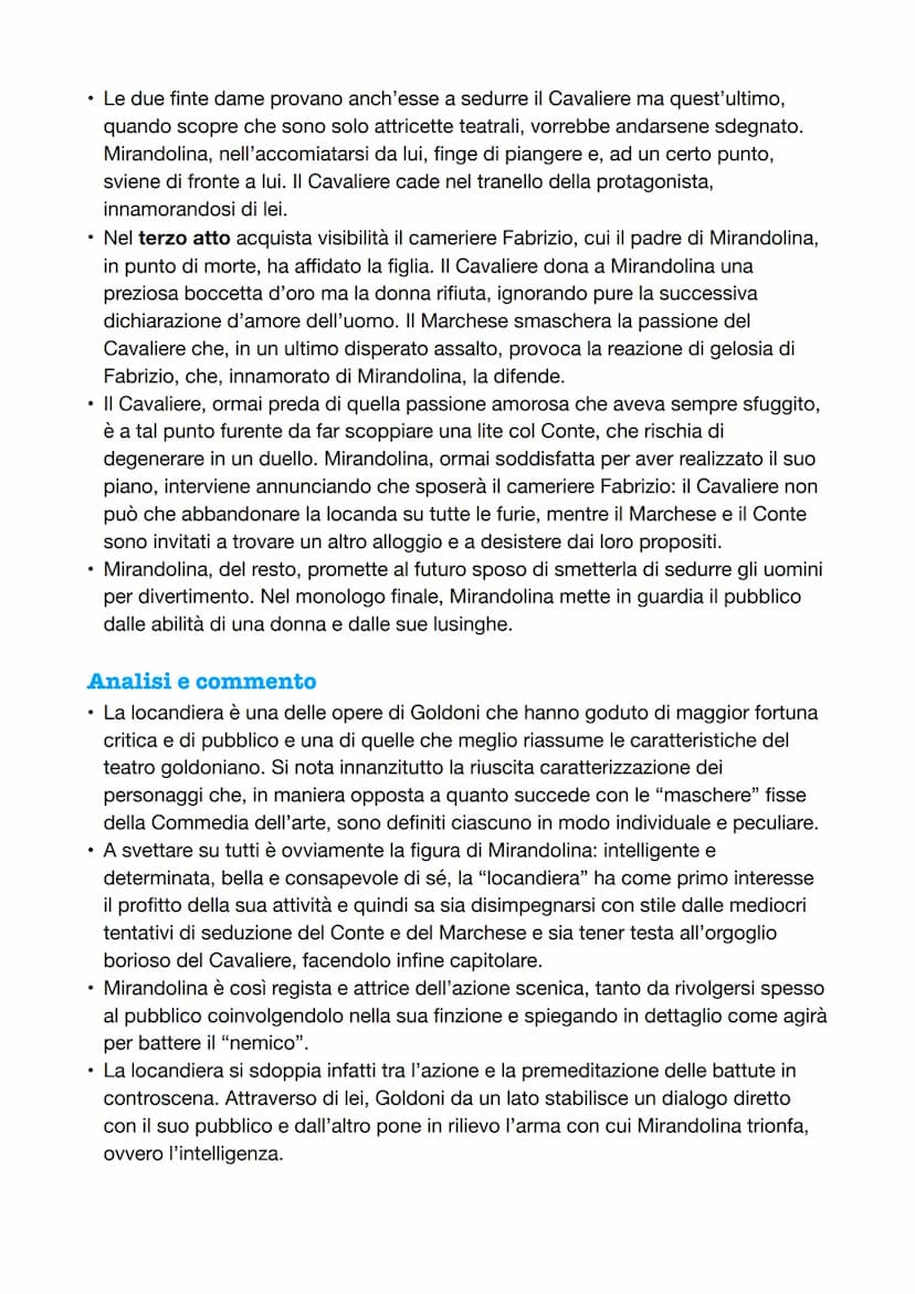 Goldoni e "La Locandiera"
• La locandiera è una commedia in tre atti di Carlo Goldoni, composta nel 1751, al
termine della collaborazione tr