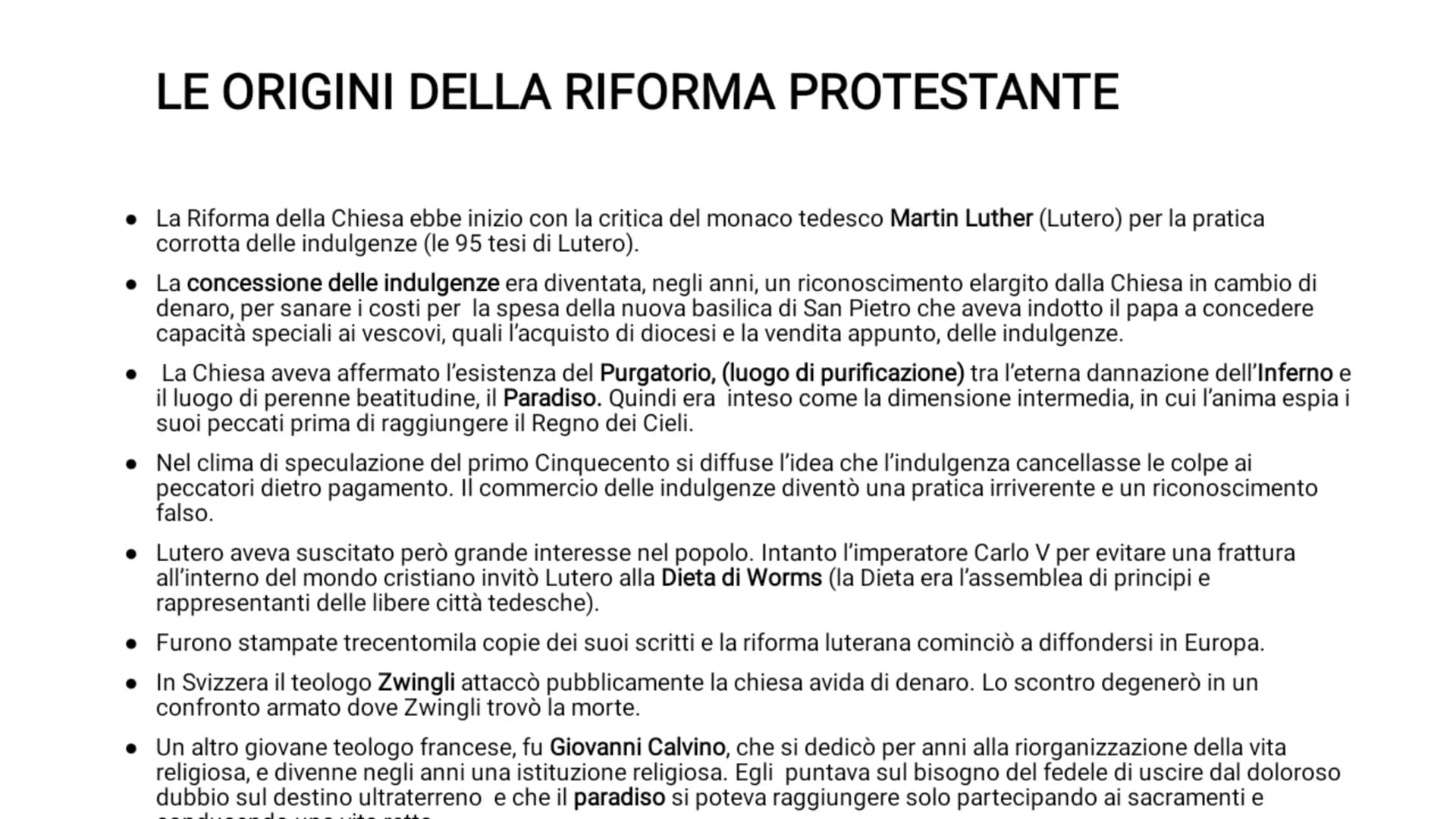 RIFORMA E CONTRORIFORMA INTRODUZIONE
La riforma protestante o luterana è il movimento religioso, con risvolti politici di tipo rivoluzionari