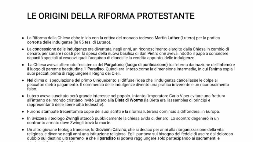 RIFORMA E CONTRORIFORMA INTRODUZIONE
La riforma protestante o luterana è il movimento religioso, con risvolti politici di tipo rivoluzionari